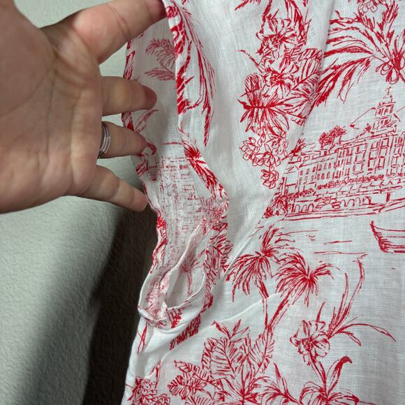 Joie Plus 3X Tropical Hawaiian Linen Top White Beach Resort Vacation Coastal - Picture 3 of 6